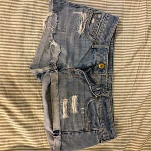 American Eagle Outfitters Light Blue Distressed Denim Shorts